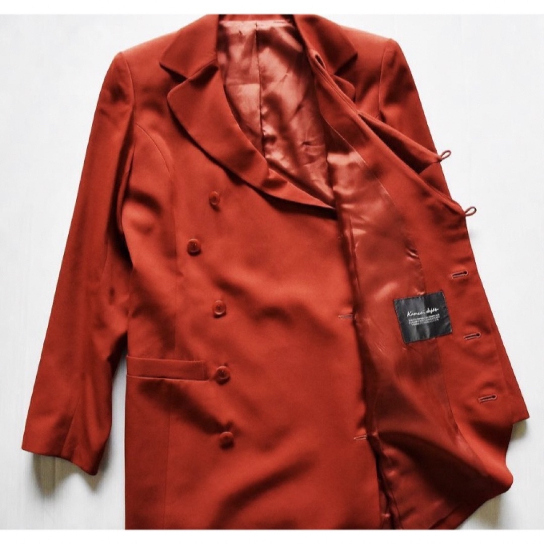 Kansai Yamamoto(カンサイヤマモト)の【ヴィンテージ】kansaiman フリル ダブルジャケット 赤 メンズのジャケット/アウター(テーラードジャケット)の商品写真