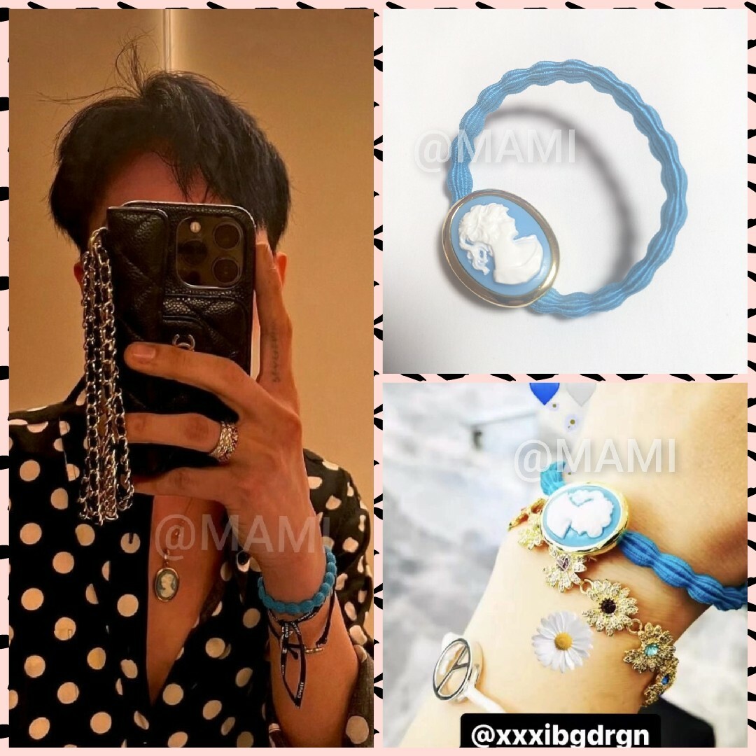 PEACEMINUSONE(ピースマイナスワン)の💙G-DRAGON カメオブローチ × ゴムブレスレット💙ジヨン PMO レディースのアクセサリー(ブレスレット/バングル)の商品写真