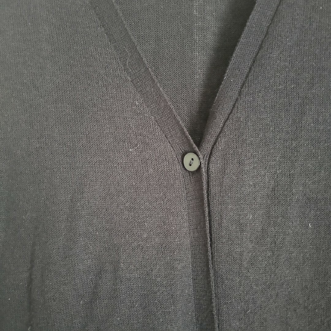 ペルソデア ブラックレーベル 七分袖 ロングカーディガン 黒 L 羽織り レディースのトップス(カーディガン)の商品写真