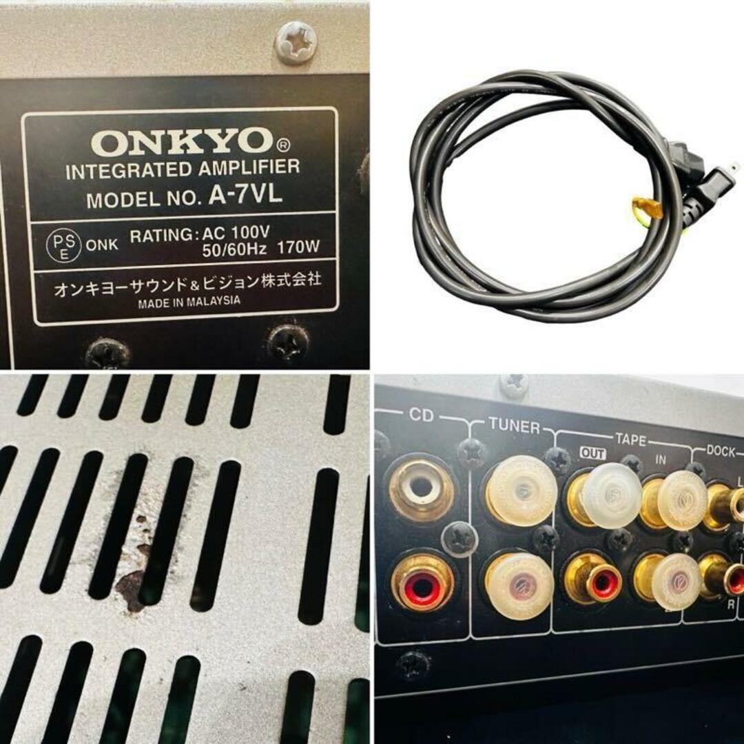 ONKYO(オンキヨー)のONKYO オンキョー D/Aコンバーター搭載 プリメインアンプ A-7VL ケーブル付き 通電確認済み 返品不可 【現状品】 K2401R9 スマホ/家電/カメラのオーディオ機器(アンプ)の商品写真