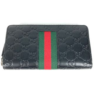 グッチ(Gucci)のグッチ GUCCI GG シェリーライン 408831 グッチシマ ロングウォレット ラウンドファスナー 長財布 シマレザー ブラック(長財布)