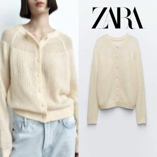 ザラ(ZARA)の30 ZARA ボタン ニットカーディガン M リバーシブル(カーディガン)