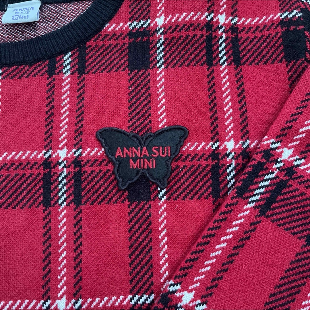 ANNA SUI mini(アナスイミニ)のANNA SUI mini チェック柄ニットセットアップ　LL キッズ/ベビー/マタニティのキッズ服女の子用(90cm~)(その他)の商品写真