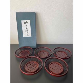 亀甲　茶托　5客セット　昭和レトロ　コースター　未使用(テーブル用品)