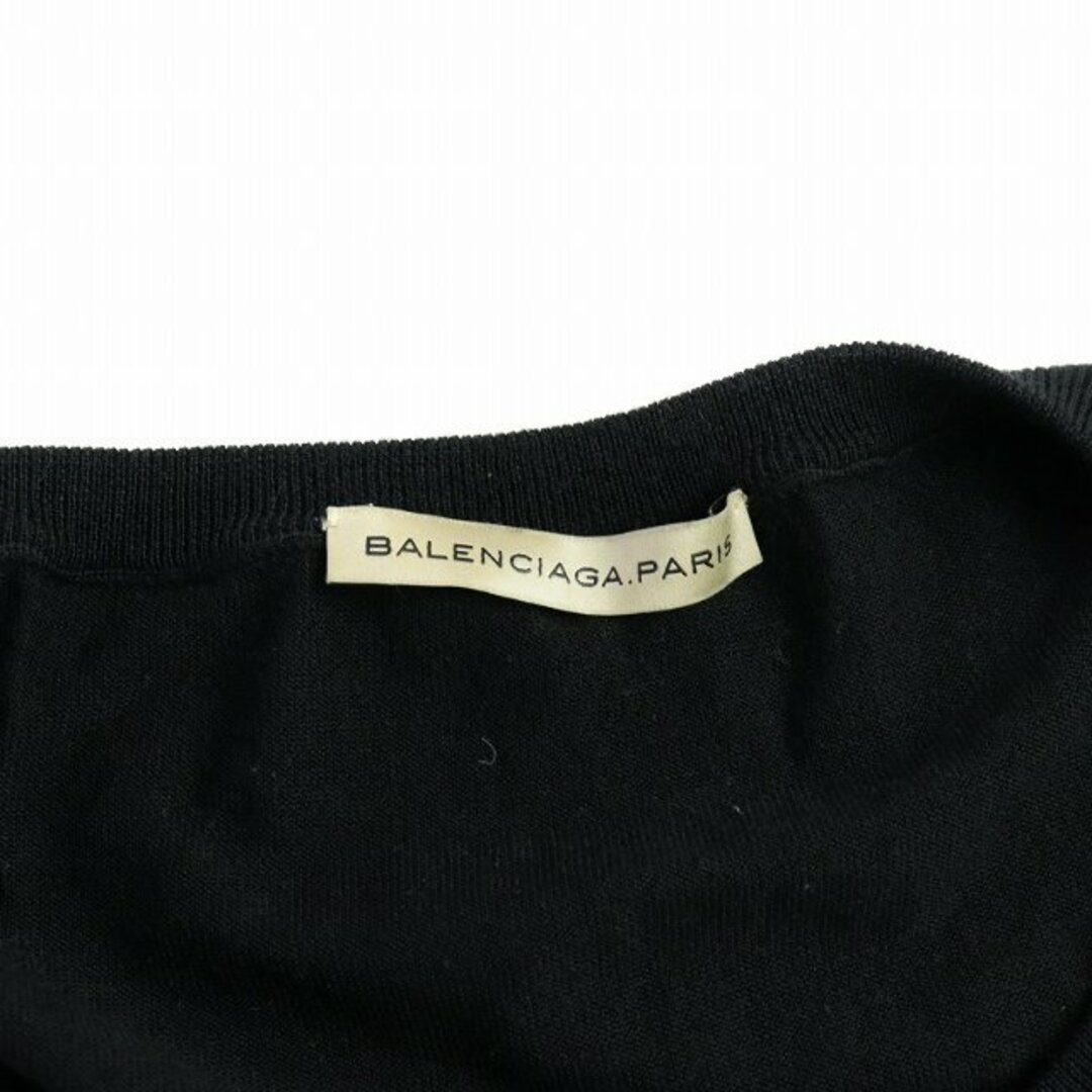 Balenciaga(バレンシアガ)のバレンシアガ ニットワンピース ひざ丈 七分袖 リボン 絹混 カシミヤ混 M 黒 レディースのワンピース(ひざ丈ワンピース)の商品写真