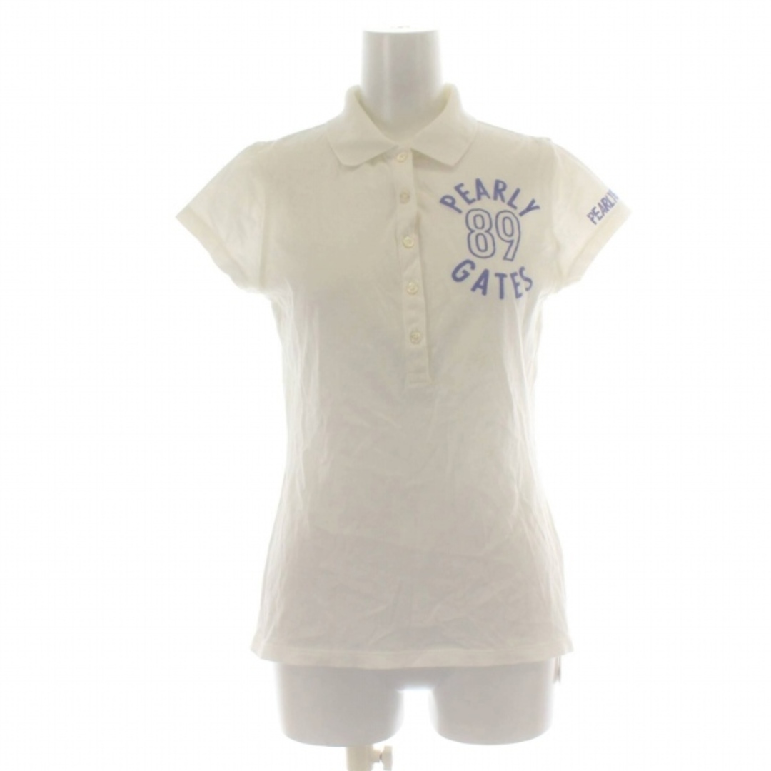 PEARLY GATES(パーリーゲイツ)のパーリーゲイツ ポロシャツ ロゴ プリント 半袖 ゴルフウェア 0 S 白 レディースのトップス(ポロシャツ)の商品写真
