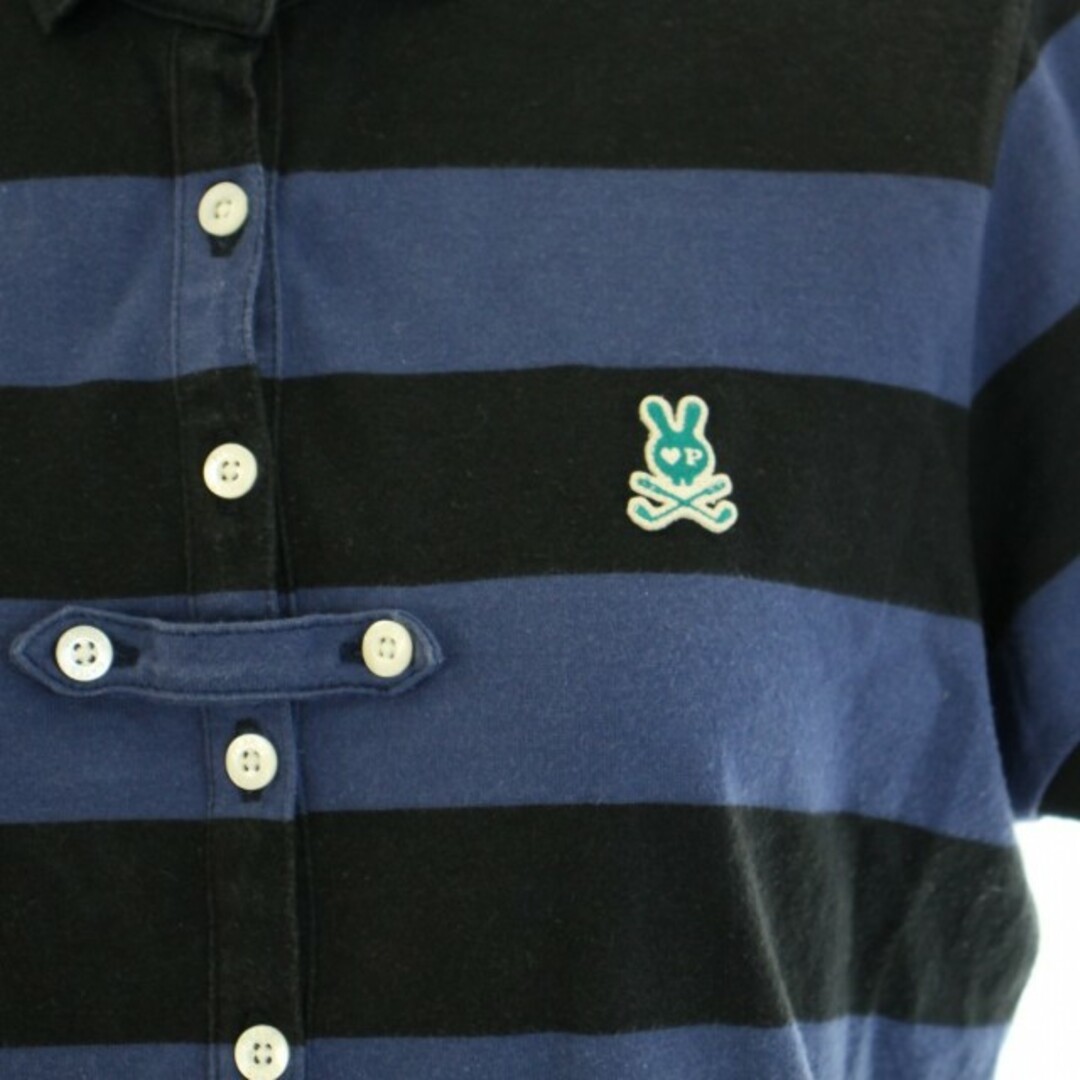 PEARLY GATES(パーリーゲイツ)のパーリーゲイツ ゴルフウェア ポロシャツ 半袖 ボーダー柄 2 M 黒 紺 レディースのトップス(ポロシャツ)の商品写真