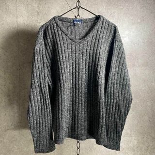 ビームス(BEAMS)のオールド BEAMS Ｖネック セーター ニット 日本製 リブ編み 霜降りグレー(ニット/セーター)