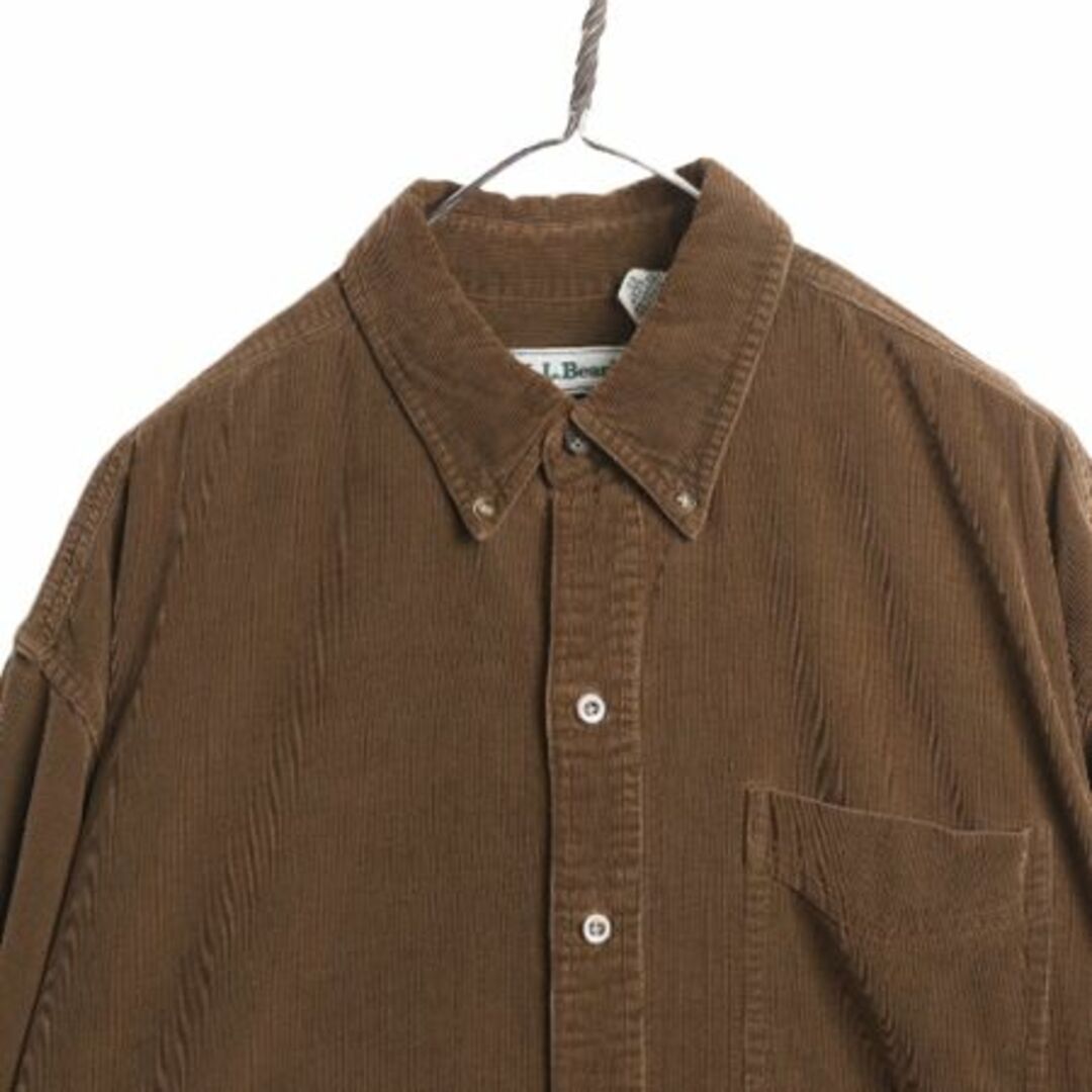 L.L.Bean(エルエルビーン)の90s エルエルビーン コーデユロイ 長袖 ボタンダウン シャツ メンズ L / 90年代 オールド LLBEAN アウトドア 長袖シャツ ポケット付き 無地 メンズのトップス(シャツ)の商品写真