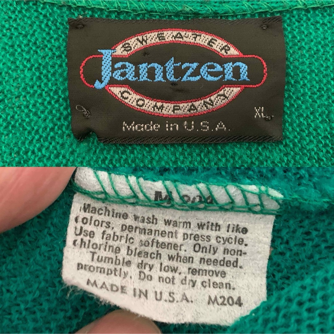 Jantzen VINTAGE 80s USA製 アクリルニットカーディガン 緑 メンズのトップス(カーディガン)の商品写真