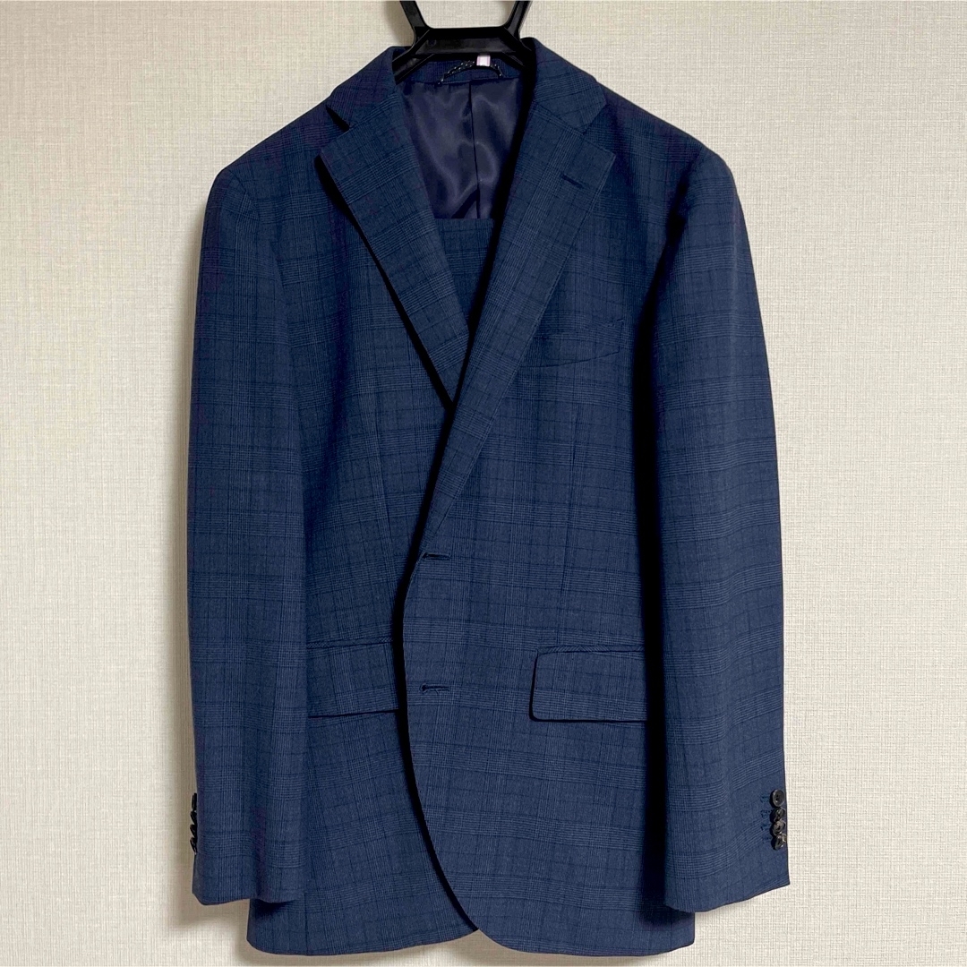 THE SUIT COMPANY(スーツカンパニー)の★美品THE SUIT COMPANY｜セットアップ ネイビー チェック柄 メンズのスーツ(セットアップ)の商品写真