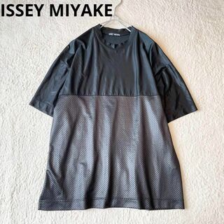 イッセイミヤケ(ISSEY MIYAKE)の美品 イッセイミヤケ ドッキングメッシュTシャツ オーバーサイズ M 黒(Tシャツ/カットソー(半袖/袖なし))