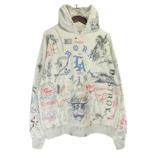 セントマイケル SAINT MICHAEL × ボーンアンドレイズド BORN X RAISED ■ 24SS 【 LA HOODIE SM YS8 0000 C11 】 グラフィック 総柄 LA ラインストーン プルオーバー フーディー パーカー　31899(パーカー)