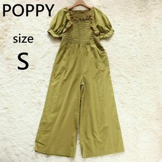 poppy あさぎーにょ シャーリングロンパース イエローグリーン S(オールインワン)