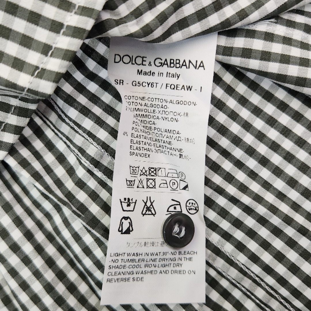 DOLCE&GABBANA(ドルチェアンドガッバーナ)のDOLCE&GABBANA ドルチェ＆ガッバーナ カッターシャツ メンズ チェック柄 コットン 長袖 ホワイト/グレー 40サイズ 美品 ワイシャツ 中古 T1 メンズのトップス(シャツ)の商品写真