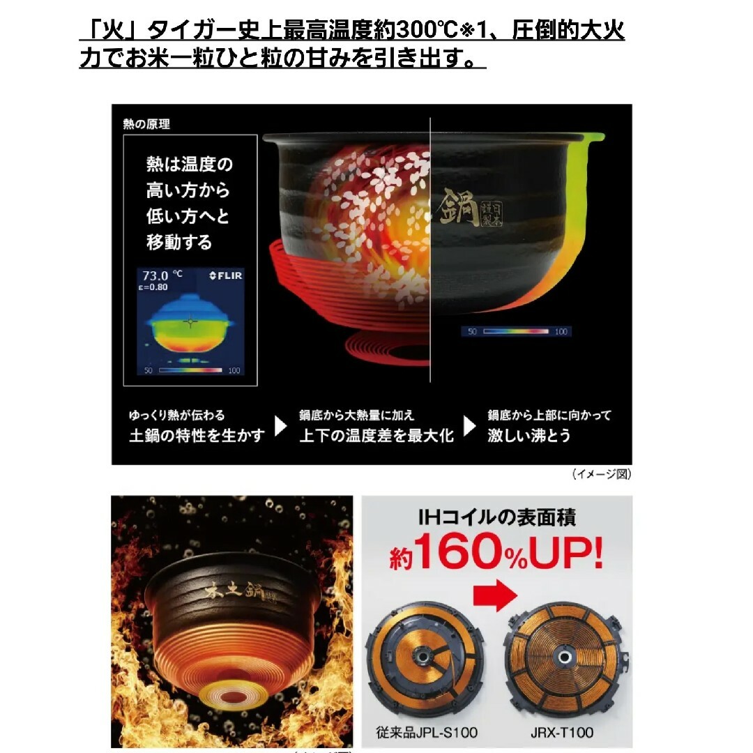 TIGER(タイガー)のタイガー土鍋圧力IHジャー炊飯器 100周年モデル・  JRX-T100 KT スマホ/家電/カメラの調理家電(炊飯器)の商品写真