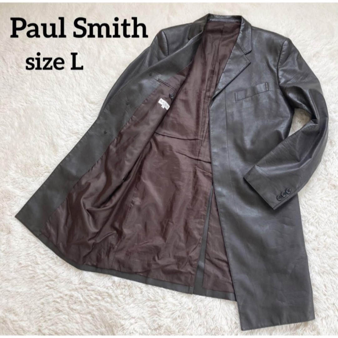 Paul Smith(ポールスミス)の【Paul Smit】ポールスミス フェイクレザー 茶 チェスターコート L メンズのジャケット/アウター(チェスターコート)の商品写真