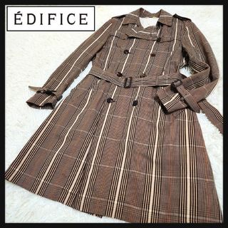 エディフィス(EDIFICE)のEDIFICE エディフィス 日本製 チェック ダブル トレンチコート Lサイズ(トレンチコート)