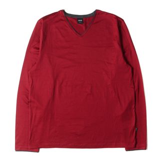 ヒューゴボス(HUGO BOSS)の美品 HUGO BOSS ヒューゴボス Tシャツ サイズ:XL マーセライズドコットン スリムフィット Vネック ロングスリーブTシャツ ディープレッド トップス カットソー 長袖【メンズ】【中古】(Tシャツ/カットソー(七分/長袖))