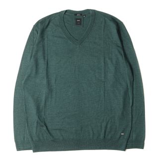 ヒューゴボス(HUGO BOSS)の美品 HUGO BOSS ヒューゴボス サイズ:XXL ウール シルク Vネック ニット グリーン トップス セーター 長袖 プルオーバー【メンズ】【中古】(ニット/セーター)