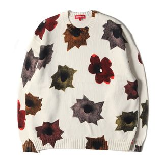 シュプリーム(Supreme)の美品 Supreme シュプリーム ニット サイズ:L 22SS Nate Lowman ネイト・ロウマン バレットホール&フラー コットンニット セーター Nate Lowman Sweater ホワイト 白 トップス 長袖【メンズ】【中古】(ニット/セーター)