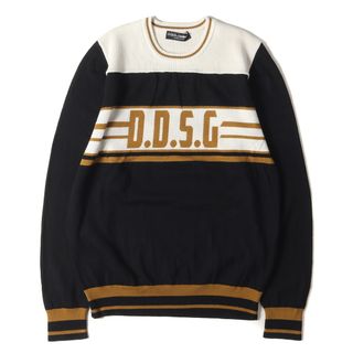 ドルチェアンドガッバーナ(DOLCE&GABBANA)の美品 DOLCE&GABBANA ドルチェ&ガッバーナ ニット サイズ:52 D.D.S.G ジャガード 切替 ハイゲージ ウール ニットセーター プルオーバー ブラック オフホワイト イタリア製 トップス 【メンズ】【中古】(ニット/セーター)