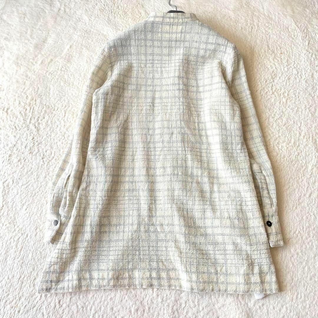 Khadi and Co ベスニールセン チェック柄ノーカラーシャツ M レディースのトップス(シャツ/ブラウス(長袖/七分))の商品写真