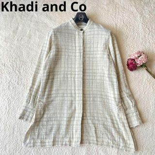 Khadi and Co ベスニールセン チェック柄ノーカラーシャツ M(シャツ/ブラウス(長袖/七分))