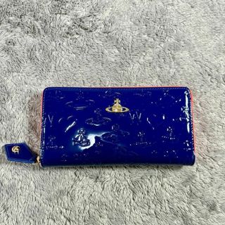 【Vivienne Westwood】長財布 ブルー エナメル 光沢 大人気