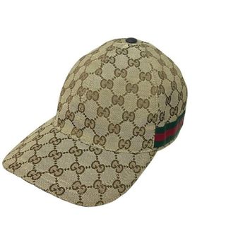 GUCCI グッチ ベースボールキャップ 帽子 オリジナル GG キャンバス 200035 ベージュ Sサイズ タグなし 【中古】 K2401K138(タブレット)