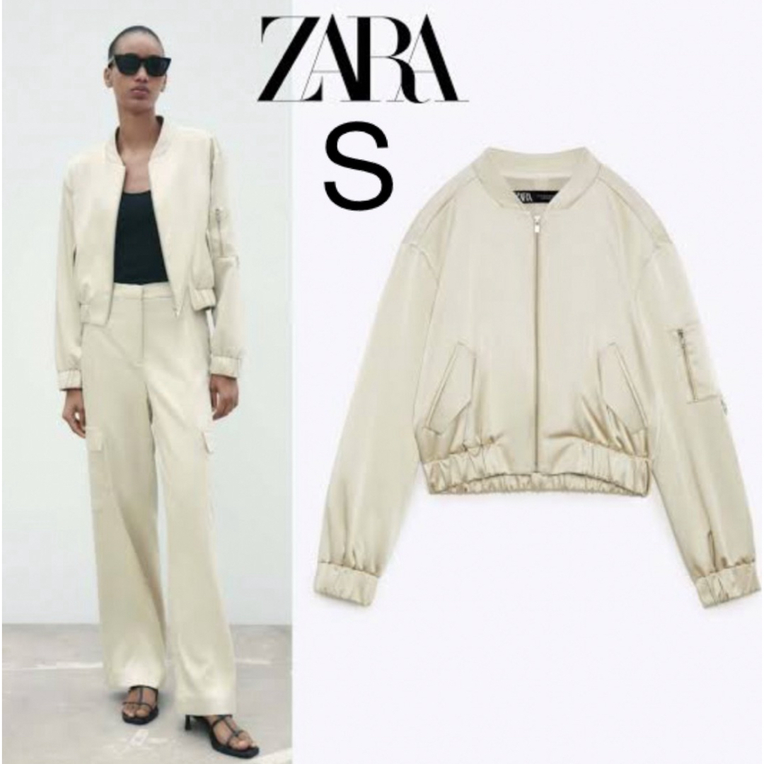 ZARA(ザラ)のサテンボンバージャケット レディースのジャケット/アウター(ブルゾン)の商品写真