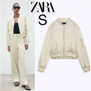 ザラ(ZARA)のサテンボンバージャケット(ブルゾン)