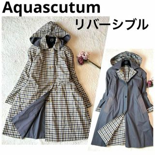 アクアスキュータム(AQUA SCUTUM)のリバーシブル✨Aquascutum 4wayステンカラーコート クラブチェック(トレンチコート)