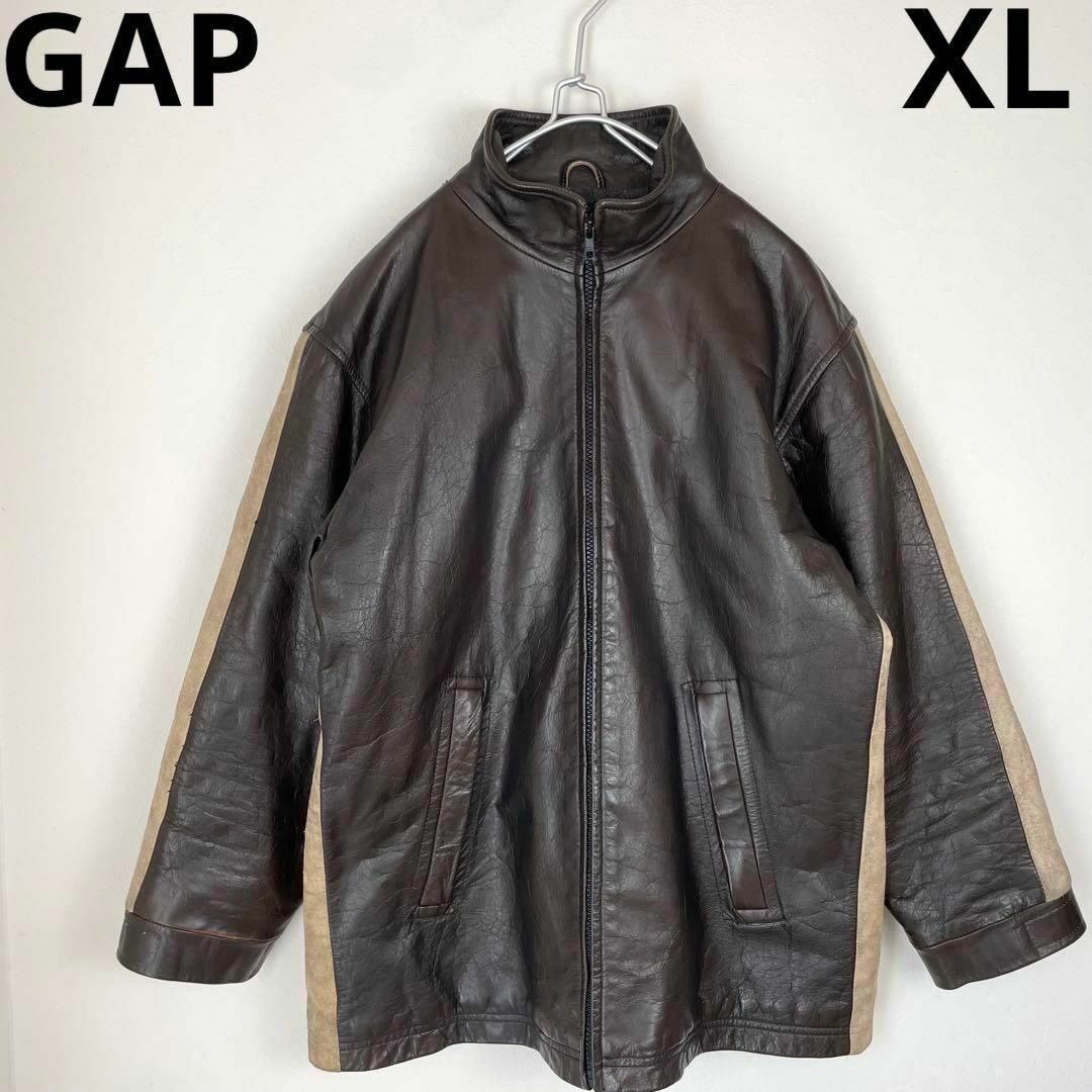 GAP(ギャップ)の90s〜OLD GAP レザージャケット 本革 ブラウン 大きいサイズ XL メンズのジャケット/アウター(レザージャケット)の商品写真