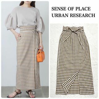 センスオブプレイスバイアーバンリサーチ(SENSE OF PLACE by URBAN RESEARCH)のセンスオブプレイス　バイ　アーバンリサーチ　ハイウエストチェックスカート(ロングスカート)