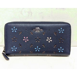 コーチ(COACH)のCOACH コーチ 長財布　ネイビー　花柄(財布)