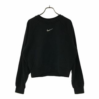 ナイキ(NIKE)のナイキ ロゴプリント 長袖 薄地 スウェット トレーナー S ブラック NIKE レディース 古着 【240302】(トレーナー/スウェット)