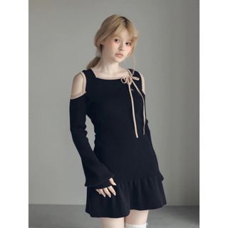 andmary  Annie ribbon mini dress(ミニワンピース)