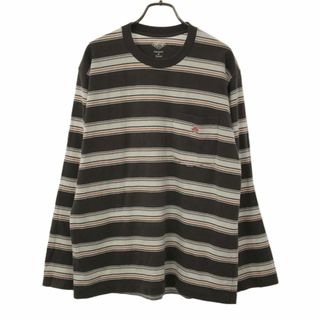 ダントン(DANTON)のダントン ボーダー柄 長袖 Tシャツ 42 ブラウン系 Danton メンズ 古着 【240302】 メール便可(Tシャツ/カットソー(七分/長袖))