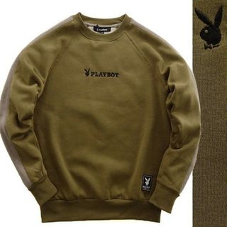 プレイボーイ(PLAYBOY)の新品 プレイボーイ 裏起毛 ライン スウェット LL 緑(スウェット)