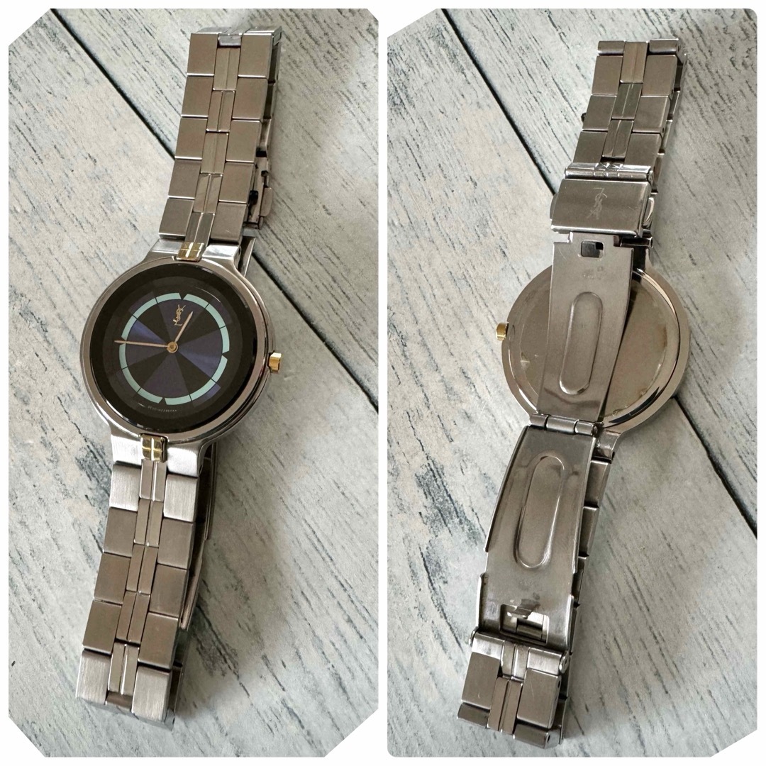 【電池交換済】Yves Saint Laurent 腕時計 ネイビー メンズ