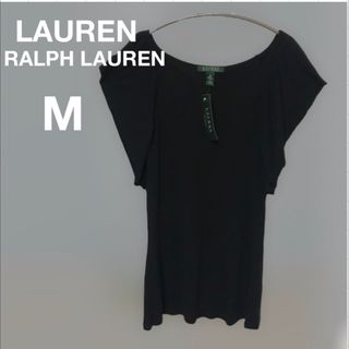 ラルフローレン(Ralph Lauren)のローレンラルフローレン 【未使用】 フレアスリーブカットソー　M　ブラック　春夏(カットソー(半袖/袖なし))