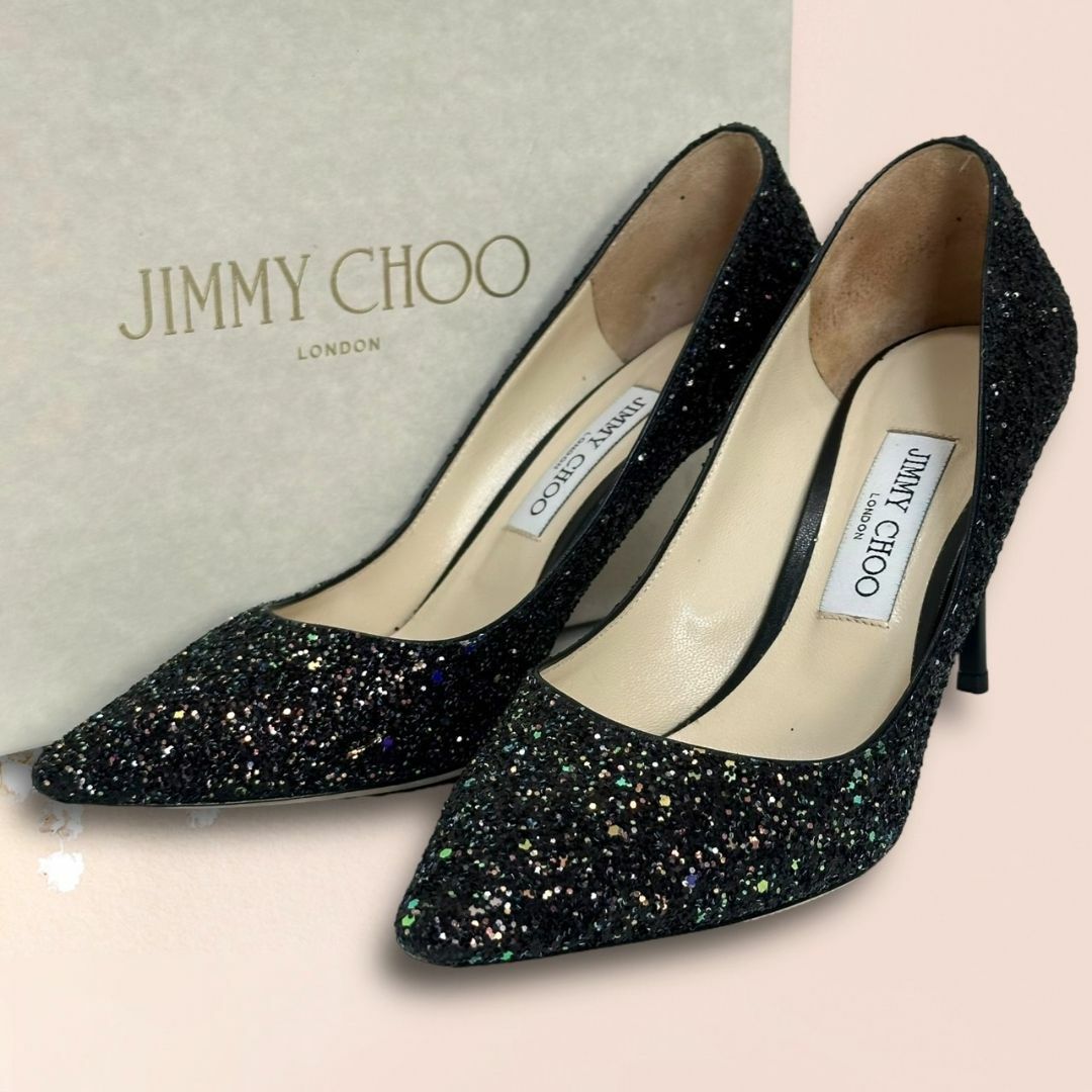 JIMMY CHOO(ジミーチュウ)の美品☆人気モデル☆ジミーチュウ ROMY85 ハイヒール パンプス グリッター レディースの靴/シューズ(ハイヒール/パンプス)の商品写真