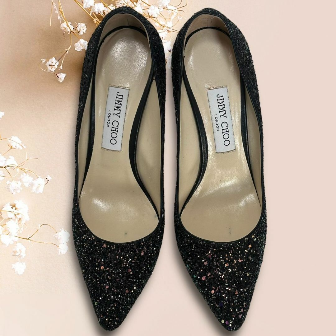 JIMMY CHOO(ジミーチュウ)の美品☆人気モデル☆ジミーチュウ ROMY85 ハイヒール パンプス グリッター レディースの靴/シューズ(ハイヒール/パンプス)の商品写真