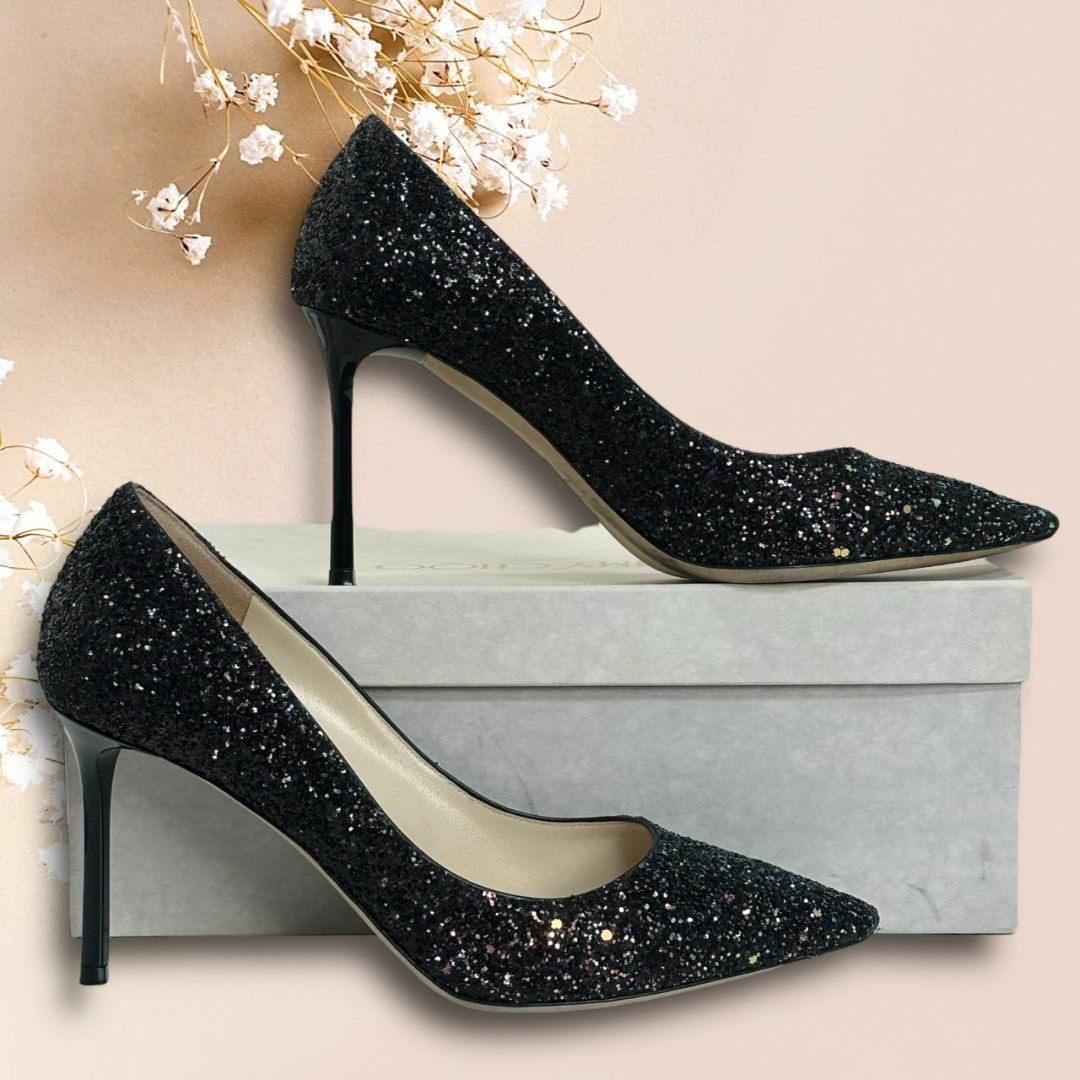 JIMMY CHOO(ジミーチュウ)の美品☆人気モデル☆ジミーチュウ ROMY85 ハイヒール パンプス グリッター レディースの靴/シューズ(ハイヒール/パンプス)の商品写真