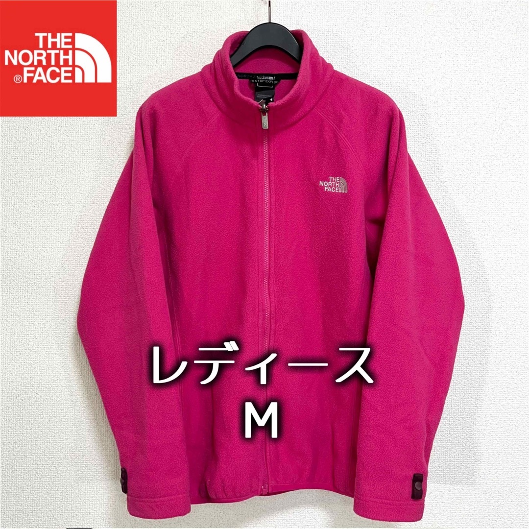 THE NORTH FACE(ザノースフェイス)の人気 ノースフェイス ロゴ刺繍 フリースジャケット レディースM ピンク レディースのジャケット/アウター(ブルゾン)の商品写真