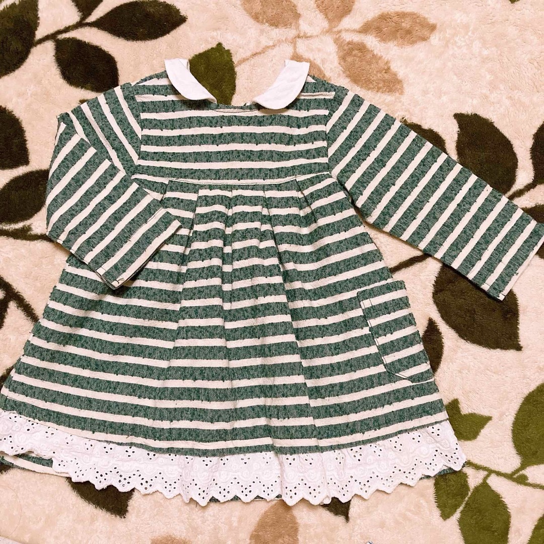 Seraph(セラフ)の長袖ワンピース　ボーダースカート　90 キッズ/ベビー/マタニティのキッズ服女の子用(90cm~)(ワンピース)の商品写真