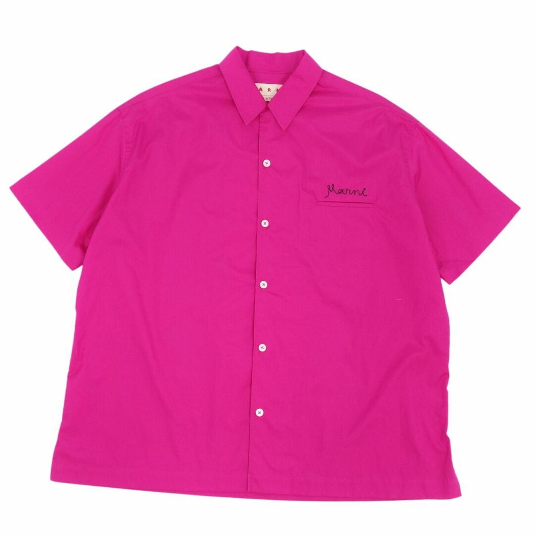 Marni(マルニ)の美品 マルニ MARNI シャツ オープンカラーシャツ ボーリングシャツ 開襟シャツ 21SS 半袖 ショートスリーブ ロゴ刺繍 トップス メンズ 40(XS相当) ピンク メンズのトップス(シャツ)の商品写真