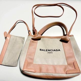 バレンシアガ(Balenciaga)の【春色】バレンシアガ　キャンバス×レザー　ホワイト　ピンク(トートバッグ)