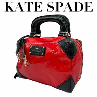 ケイトスペードニューヨーク(kate spade new york)のケイトスペード　s6 ハンドバッグ　エナメル　2way ショルダーバッグ　赤　黒(ショルダーバッグ)